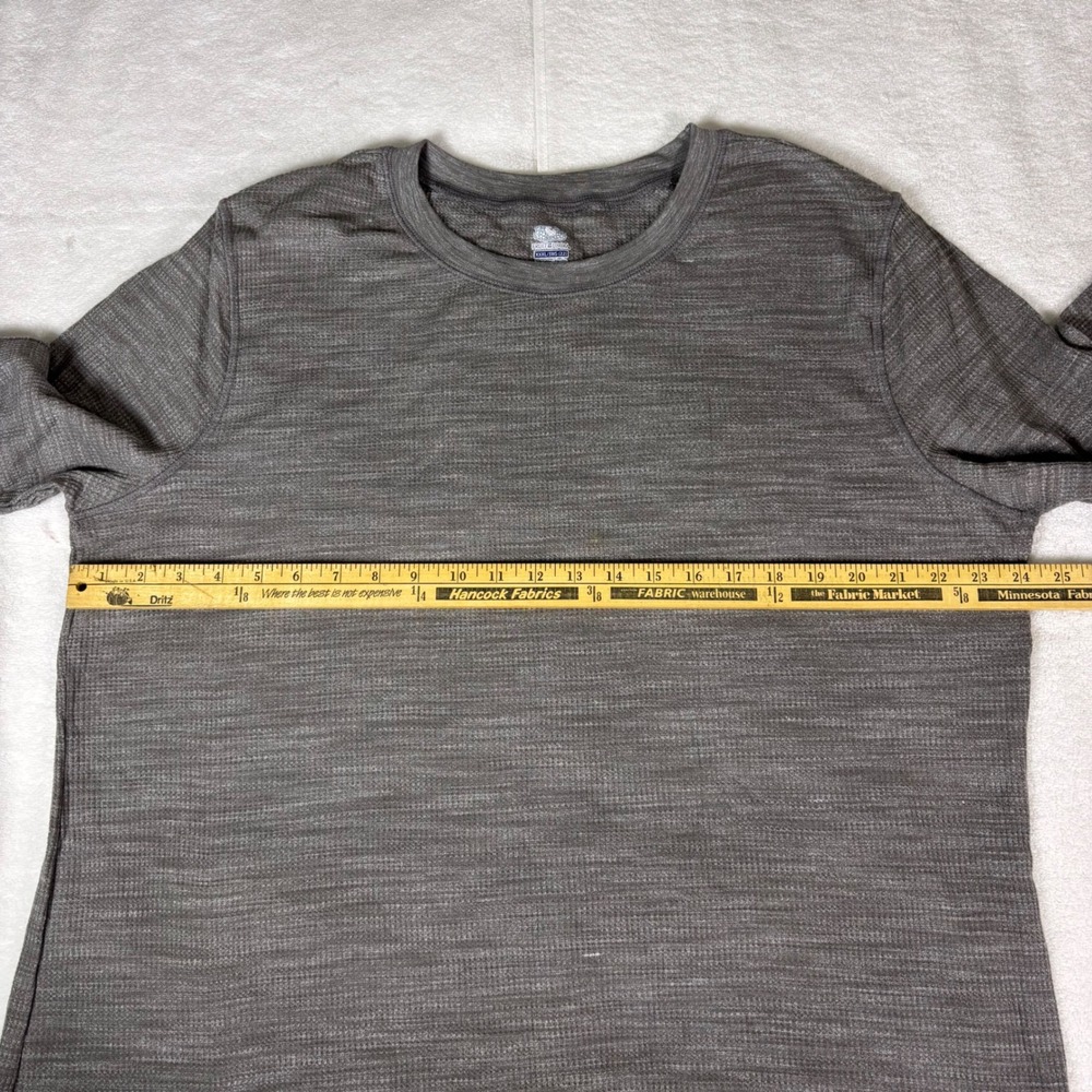 Fruit of the Loom Mens XXXL 3XG Long Sleeve Gray Thermal Knit Crewneck Shirt - Picture 4 of 9
